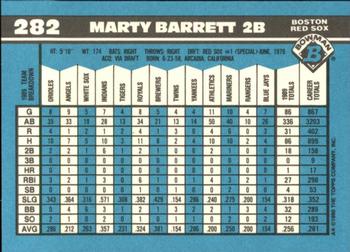 1990 Bowman - Limited Edition (Tiffany) #282 Marty Barrett Back