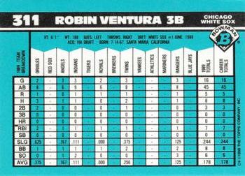 1990 Bowman - Limited Edition (Tiffany) #311 Robin Ventura Back