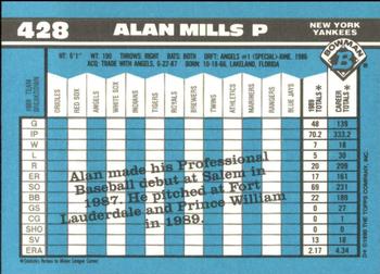 1990 Bowman - Limited Edition (Tiffany) #428 Alan Mills Back