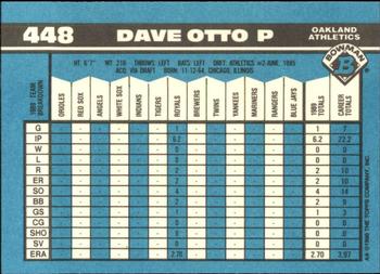 1990 Bowman - Limited Edition (Tiffany) #448 Dave Otto Back