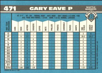 1990 Bowman - Limited Edition (Tiffany) #471 Gary Eave Back