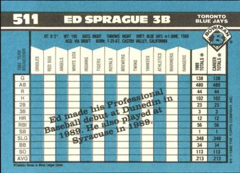 1990 Bowman - Limited Edition (Tiffany) #511 Ed Sprague Back