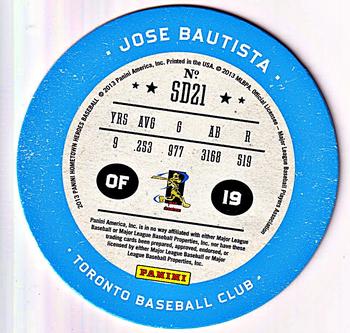 2013 Panini Hometown Heroes - Sport Discs #SD21 Jose Bautista Back