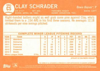 2013 Topps Heritage Minor League - Real One Autographs #ROA-CS Clay Schrader Back