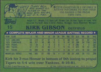 1982 Topps Drake's Big Hitters #15 Kirk Gibson Back
