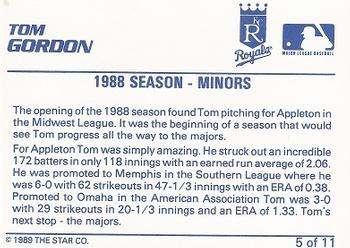 1989 Star Tom Gordon #5 Tom Gordon Back