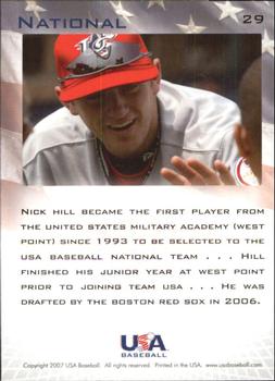2006-07 USA Baseball Box Set  #29 Nick Hill Back