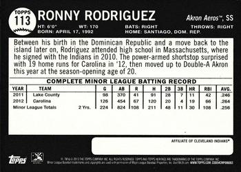 2013 Topps Heritage Minor League - Venezuelan #113 Ronny Rodriguez Back