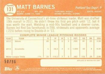 2013 Topps Heritage Minor League - Black #131 Matt Barnes Back