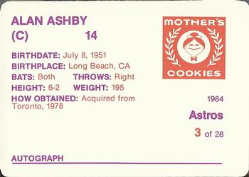 1984 Mother's Cookies Houston Astros #3 Alan Ashby Back