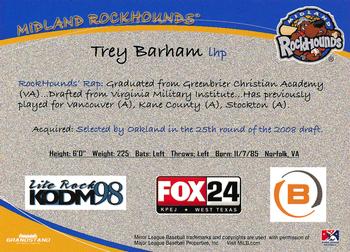 2012 Grandstand Midland RockHounds #NNO Trey Barham Back