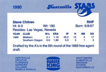 1990 Burger King Huntsville Stars #NNO Steve Chitren Back