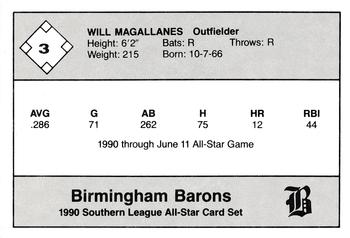 1990 Jennings Southern League All-Stars #3 Will Magallanes Back