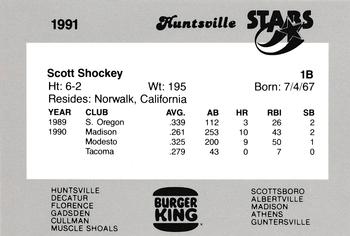 1991 Burger King Huntsville Stars #NNO Scott Shockey Back