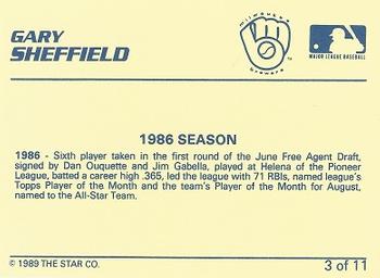 1989 Star Gary Sheffield #3 Gary Sheffield Back