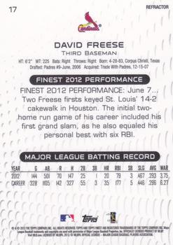 2013 Finest - Refractors #17 David Freese Back