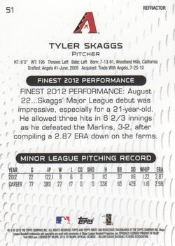 2013 Finest - Refractors #51 Tyler Skaggs Back