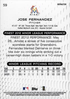 2013 Finest - Refractors #59 Jose Fernandez Back