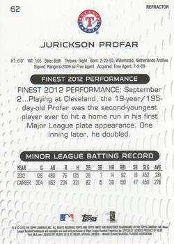 2013 Finest - Refractors #62 Jurickson Profar Back