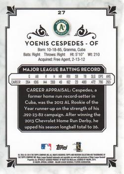 2014 Topps Museum Collection #27 Yoenis Cespedes Back