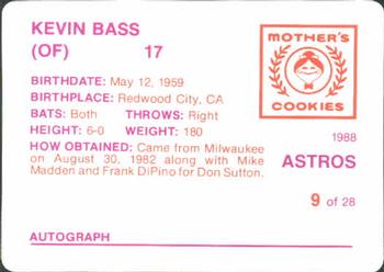 1988 Mother's Cookies Houston Astros #9 Kevin Bass Back