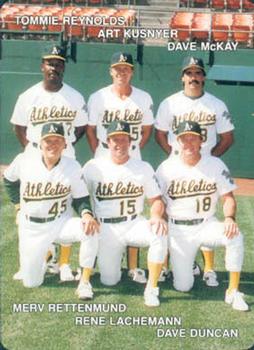 1989 Mother's Cookies Oakland Athletics #27 A's Coaches (Dave Duncan / Rene Lachemann / Art Kusnyer / Dave McKay / Tommie Reynolds / Merv Rettenmund) Front
