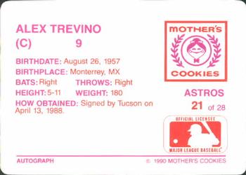 1990 Mother's Cookies Houston Astros #21 Alex Trevino Back