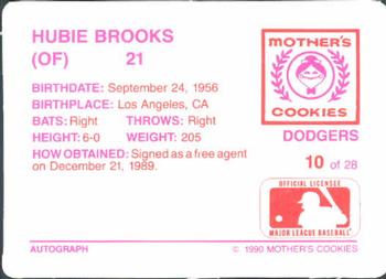 1990 Mother's Cookies Los Angeles Dodgers #10 Hubie Brooks Back