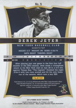 2013 Panini Select #5 Derek Jeter Back