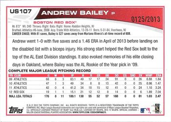 2013 Topps Update - Gold #US107 Andrew Bailey Back
