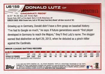 2013 Topps Update - Gold #US159 Donald Lutz Back
