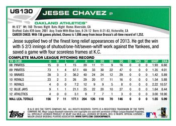 2013 Topps Update - Blue #US130 Jesse Chavez Back