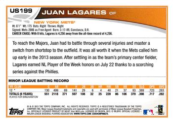 2013 Topps Update - Blue #US199 Juan Lagares Back