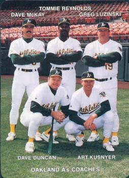 1993 Mother's Cookies Oakland Athletics #27 Coaches Card (Dave McKay / Tommie Reynolds / Greg Luzinski / Dave Duncan / Art Kusnyer) Front