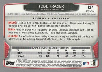 2013 Bowman Chrome - X-Fractors #127 Todd Frazier Back