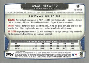 2013 Bowman Chrome - Green Refractors #56 Jason Heyward Back