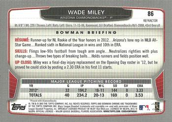 2013 Bowman Chrome - Green Refractors #86 Wade Miley Back