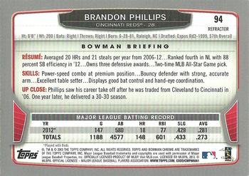 2013 Bowman Chrome - Green Refractors #94 Brandon Phillips Back