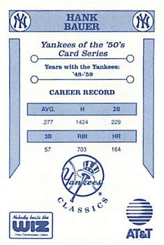 1992 The Wiz New York Yankees of the 50s #NNO Hank Bauer Back