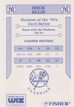 1992 The Wiz New York Yankees of the 70s #NNO Dock Ellis Back