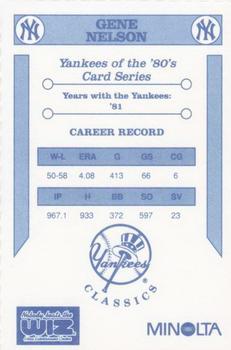 1992 The Wiz New York Yankees of the 80s #NNO Gene Nelson Back