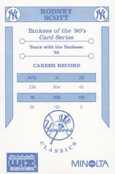 1992 The Wiz New York Yankees of the 80s #NNO Rodney Scott Back
