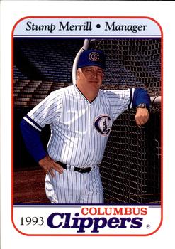1993 Columbus Clippers #NNO Stump Merrill Front