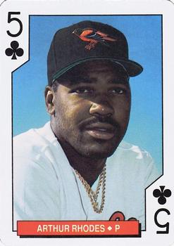 1994 Bicycle Baltimore Orioles Playing Cards #5♣ Arthur Rhodes Front