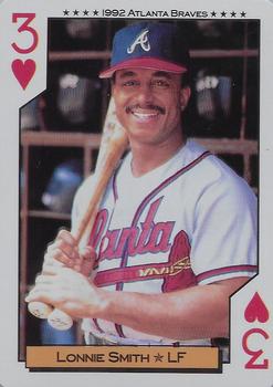 1992 Bicycle Atlanta Braves World Series Playing Cards #3♥ Lonnie Smith Front