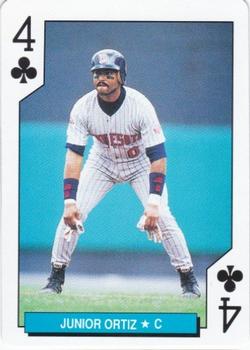 1992 U.S. Playing Card Co. Minnesota Twins Playing Cards #4♣ Junior Ortiz Front