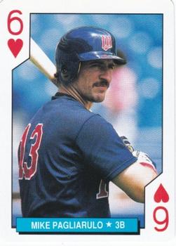1992 U.S. Playing Card Co. Minnesota Twins Playing Cards #6♥ Mike Pagliarulo Front