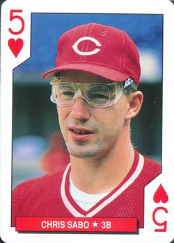 1993 Bicycle Cincinnati Reds Playing Cards #5♥ Chris Sabo Front