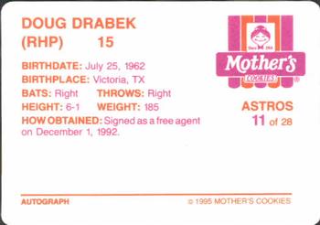 1995 Mother's Cookies Houston Astros #11 Doug Drabek Back
