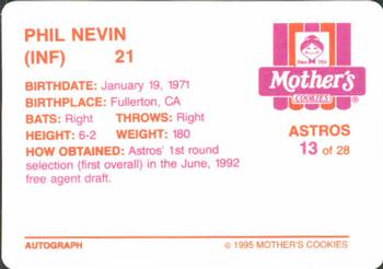 1995 Mother's Cookies Houston Astros #13 Phil Nevin Back